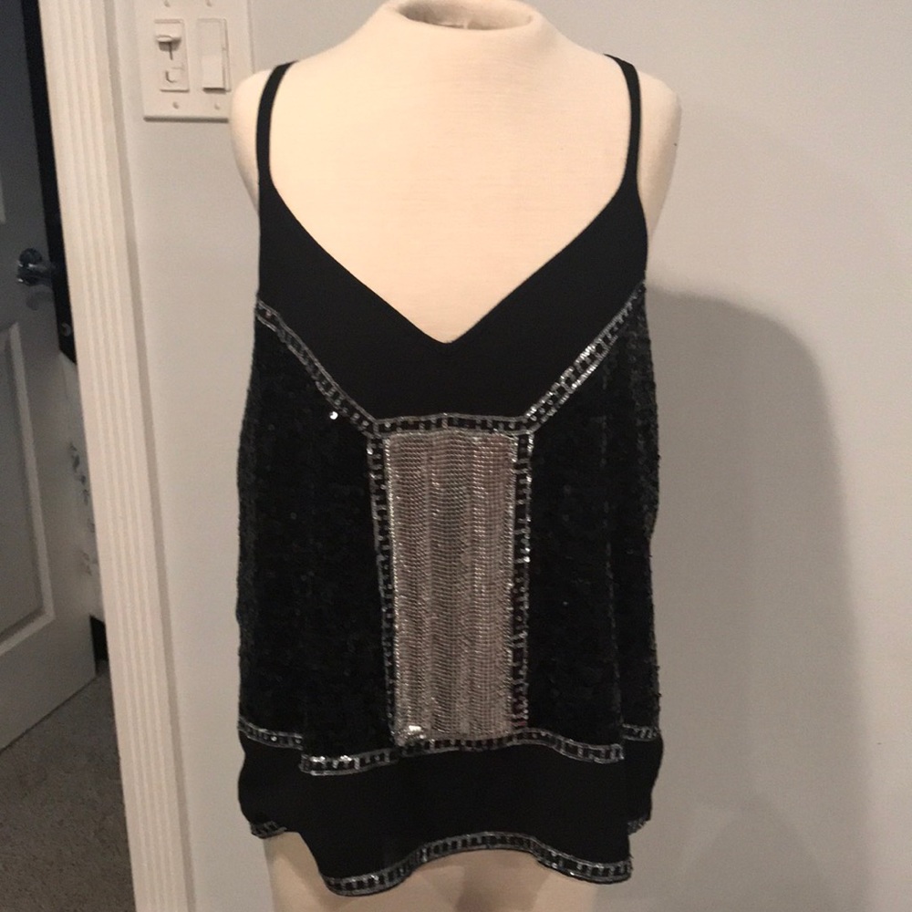 Black spaghetti strap w/metal detail xcross back